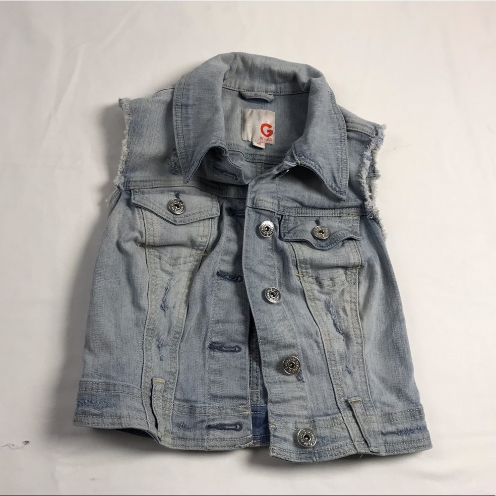 Guess distressed denim crop vest size XS‎
